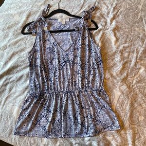 Michael Kors - Blue Print Blouse with Bow Detail - Size L